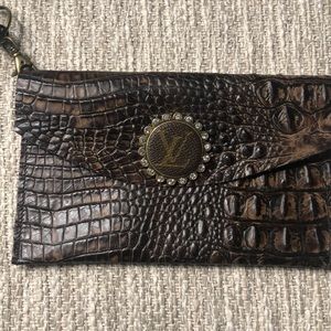 Upcycled authentic Louis Vuitton leather wristlet